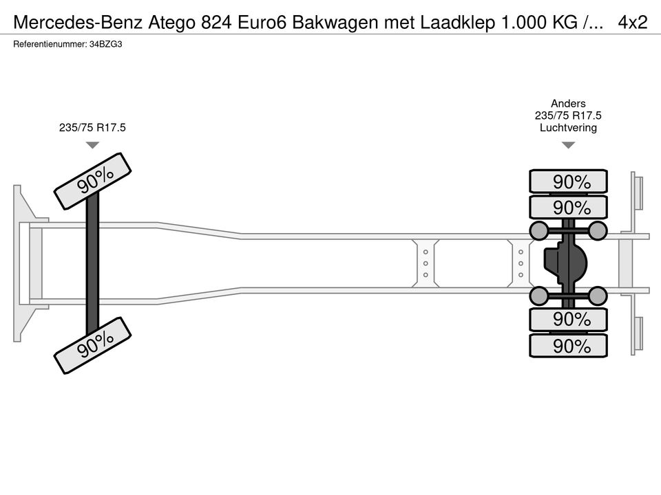 Mercedes-Benz Atego 824 Euro6 Bakwagen met Laadklep 1.000 KG / C1 Rijbewijs / Automaat / Airco / Cruise Control / Vangmuil / 40.643 KM !!