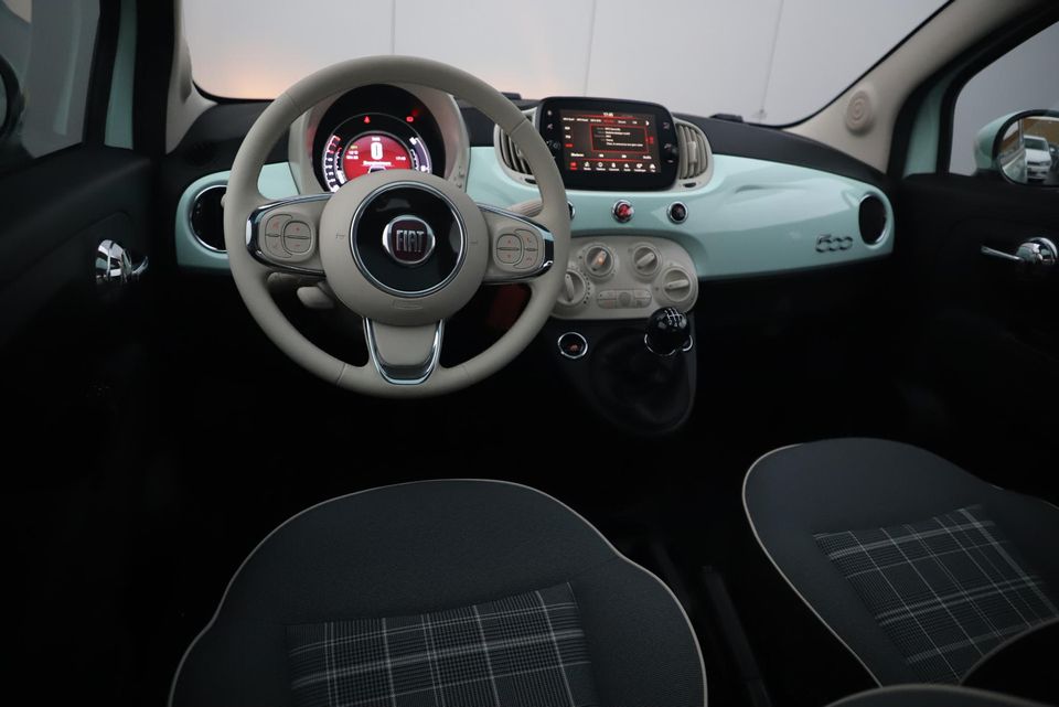 Fiat 500 1.0 Hybrid Lounge Mint Groen Panoramadak 16 inch LMV Radio Bluetooth Airco Cruise Control