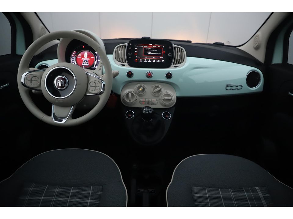 Fiat 500 1.0 Hybrid Lounge Mint Groen Panoramadak 16 inch LMV Radio Bluetooth Airco Cruise Control