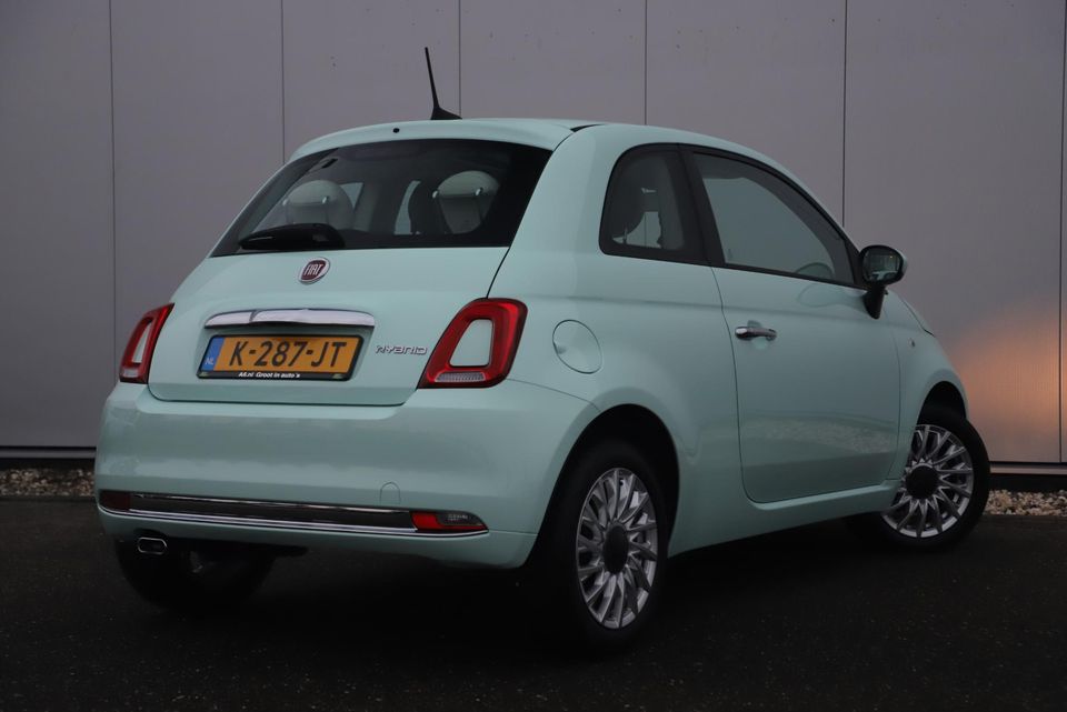 Fiat 500 1.0 Hybrid Lounge Mint Groen Panoramadak 16 inch LMV Radio Bluetooth Airco Cruise Control