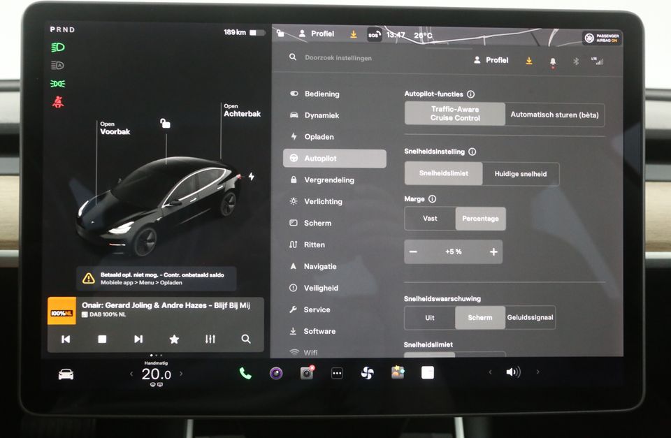 Tesla Model 3 Long Range AWD 75 kWh 351PK Automaat Autopilot Pano-view Camera Carplay Dashcam Virtual Clima Cruise Navi LED 18"LMV Trekhaak