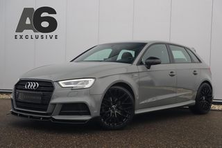 Audi A3 Sportback 30 TFSI Sport S Line Edition Automaat Black Optic Quantumgrey 19 inch Virtual Cockpit Half Leder Navigatie Carplay Android Bluetooth Stoelverwarming Parkeersensors Spoilers