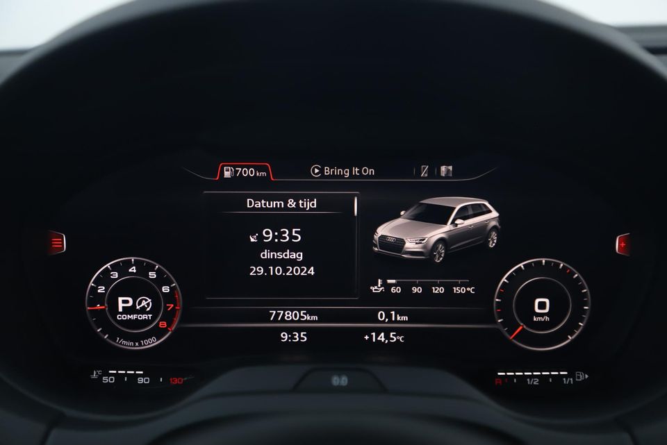 Audi A3 Sportback 30 TFSI Sport S Line Edition Automaat Black Optic Quantumgrey 19 inch Virtual Cockpit Half Leder Navigatie Carplay Android Bluetooth Stoelverwarming Parkeersensors Spoilers