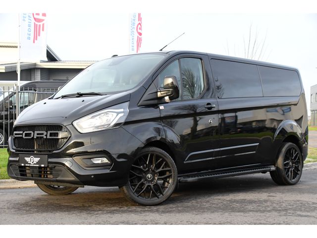 Ford Transit Custom 300 2.0 TDCI L2H1 Limited DC Black Edition Cruise, Carplay, 130PK, Trekhaak, Sensoren, 6 Zitplaatsen, Stoelverwarming, UNIEK!