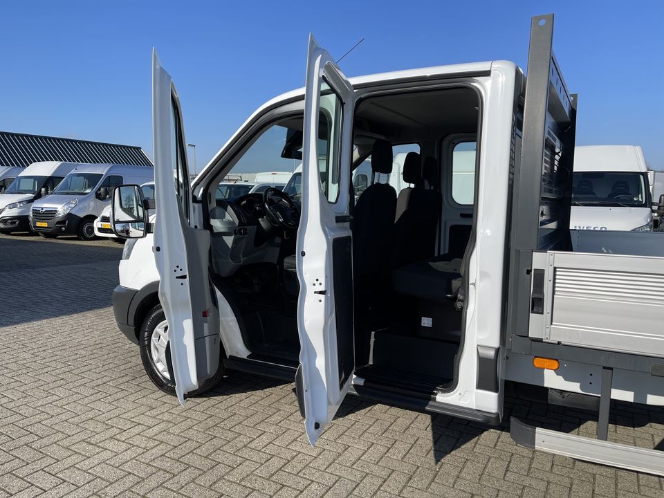 Ford Transit 350 2.0 TDCI L3H1 DC 7 persoons pickup / vaste prijs rijklaar € 18.950 ex btw / lease vanaf € / airco / cruise / open laadbak / trekhaak 2650 kg / euro 6 diesel