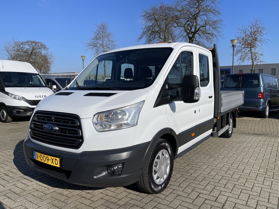 Ford Transit 350 2.0 TDCI L3H1 DC 7 persoons pickup / vaste prijs rijklaar € 18.950 ex btw / lease vanaf € / airco / cruise / open laadbak / trekhaak 2650 kg / euro 6 diesel