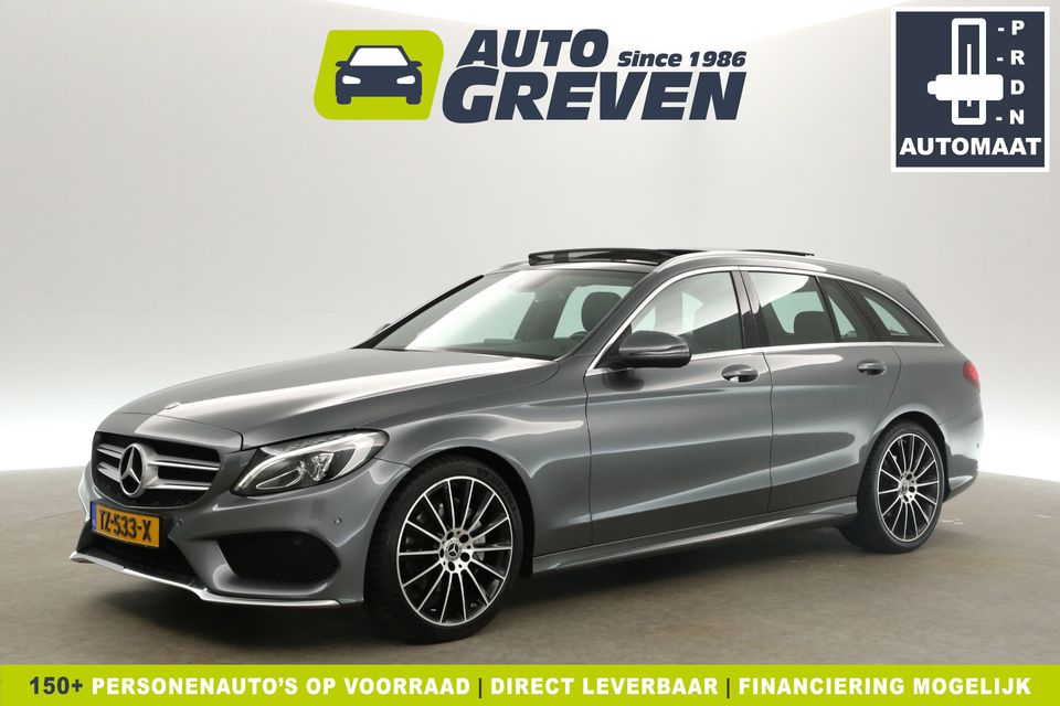 Mercedes-Benz C-Klasse 180 AMG 157PK Pano LED Camera Trekhaak Clima Cruise Leder Stoelverwarming Navi PDC 19''LMV